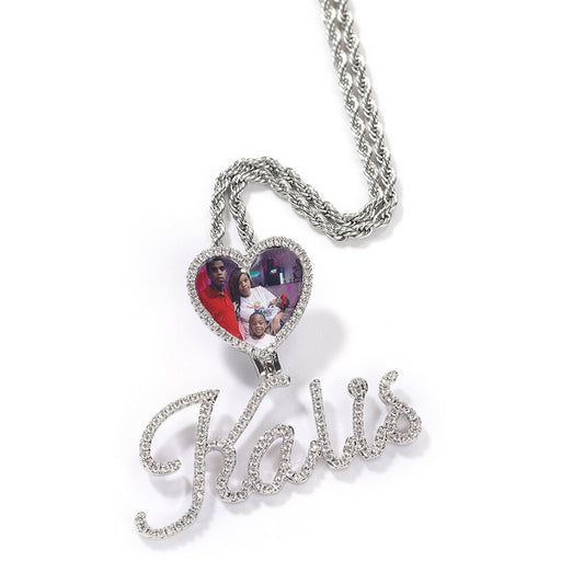 Photo Heart with Name Neckalce